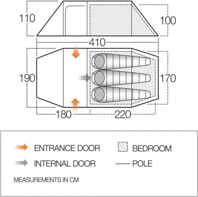 Actual product image Vango Scafell 300+ Tent (Tunnel tent, 3.60 kg, 3 persons)