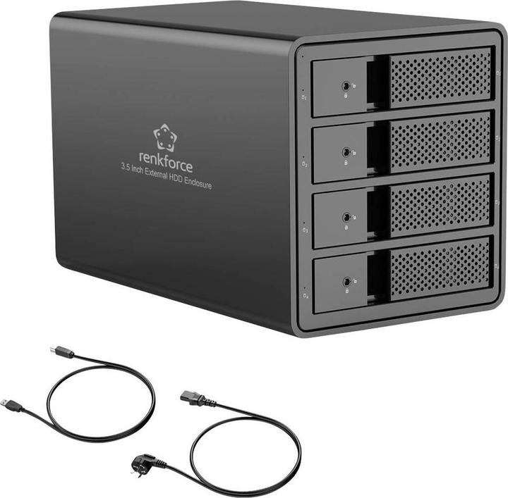 Produktbild Renkforce RF-6647598 8.9 cm (3.5 Zoll) Festplattengehäuse 4 Bay 3.5 Zoll USB-A ( (3.5")