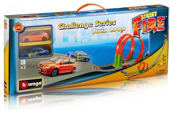 Bburago Street Fire Challenge Twin Loop Car Track Toy for 3+ Years 30070