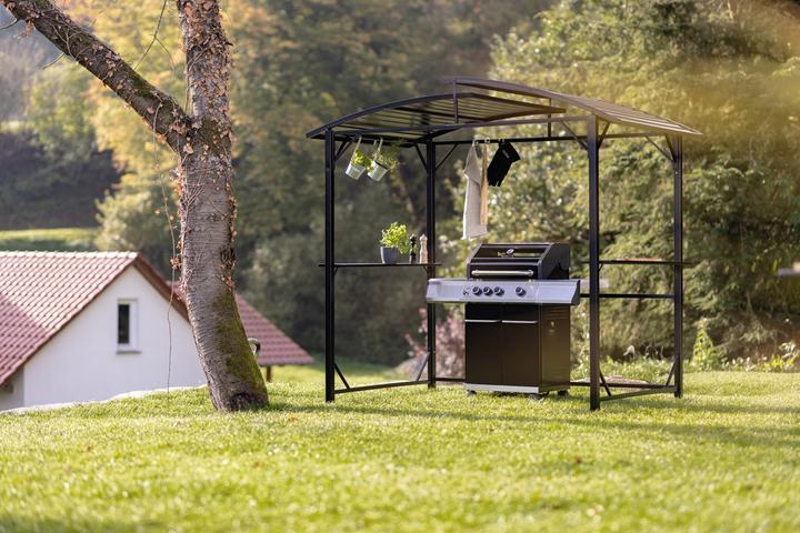 Actual product image Grillfürst Premium steel barbecue pavilion with weatherproof metal roof (248 cm, 156 cm)