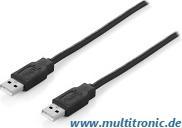 Image du produit equip Câble USB 2.0 A->A 180cm S/S noir (1.80 m, USB 2.0)