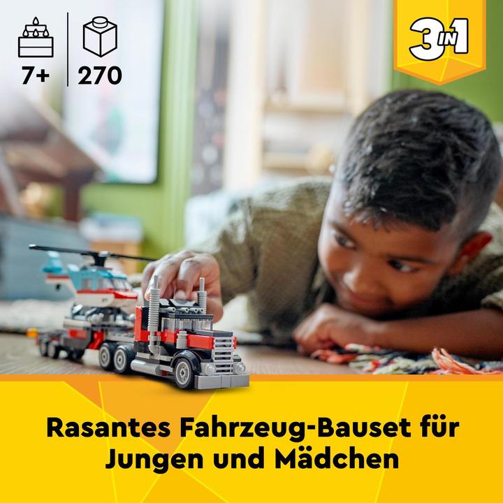 Image du produit LEGO 31146 Remorque surbaissée avec hélicoptère (31146, LEGO Creator 3-in-1)
