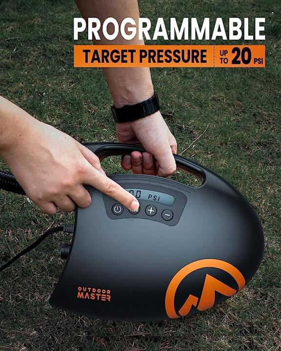 Actual product image Outdoor Master The Shark Electric Air Pump SUP Pump High Pressure with 20PSI 12V DC