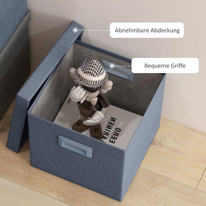 Immagine prodotto Swisshandel24 Aufbewahrungsbox 2er-Set Stapelbare Aufbewahrungswürfel für Wohnzimmer, Blau (30 x 30 x 29 cm, 26 l)