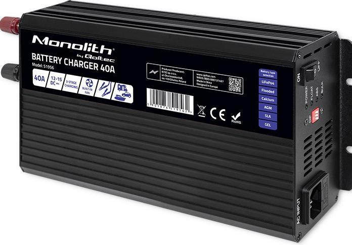Qoltec ładowarka Do Akumulatorów Lifepo4 Agm Gel Sla | 40a | 12v (12V, 40 A)