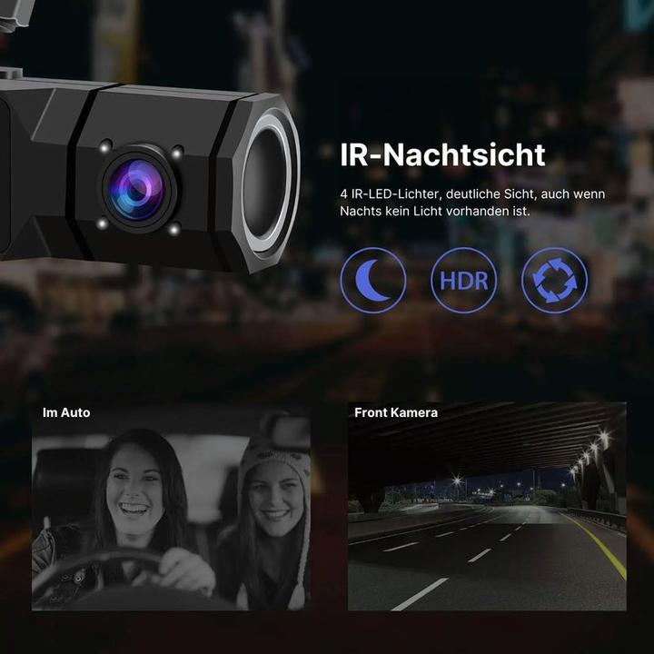 Image du produit Hermex Dual-Dashcam Full-HD Autofront-Kamera Onboard-Kamera Innenraum Auto (Microphone intégré, Vision nocturne, Accéléromètre, Full HD)