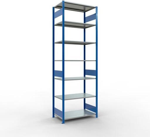 Sistema di scaffalature di base senza viti MULTIplus150 con ripiani di lunghezza
