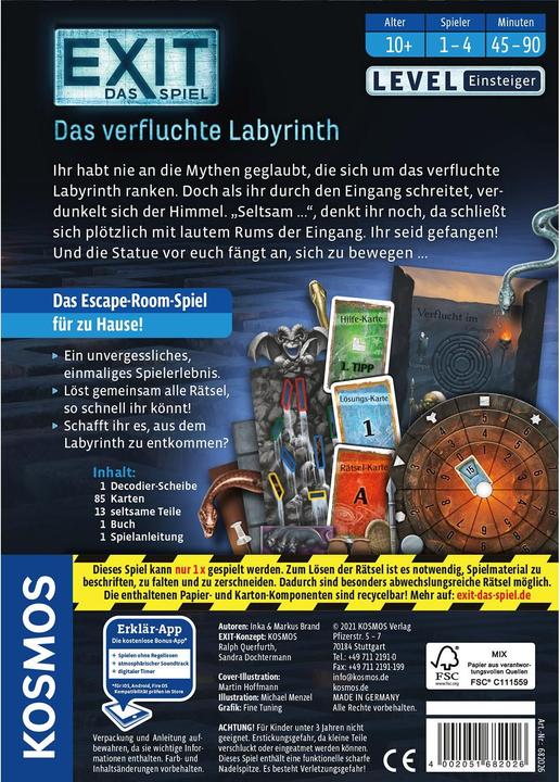 Produktbild Kosmos EXIT - Das verfluchte Labyrinth (Deutsch)