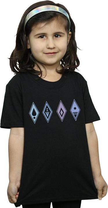 Actual product image Disney Girls Frozen 2 Elements Symbols Cotton T-Shirt (128)