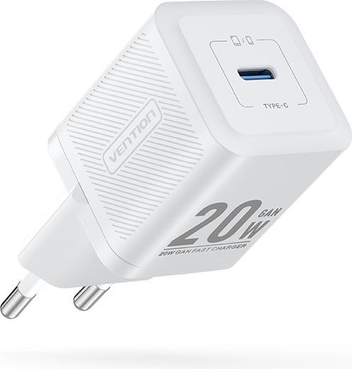 Image du produit Vention Chargeur mural,, FEPW0-UE, USB-C, 20W, GaN (blanc) (20 W)