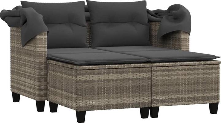Produktbild VidaXL Gartensofa 2-Sitzer mit Dach und Hockern