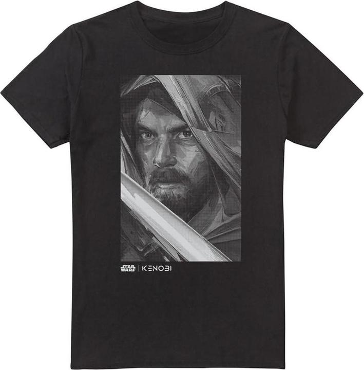 Actual product image Star Wars Mens Obi Wan Kenobi Mono Portrait T-Shirt (L)
