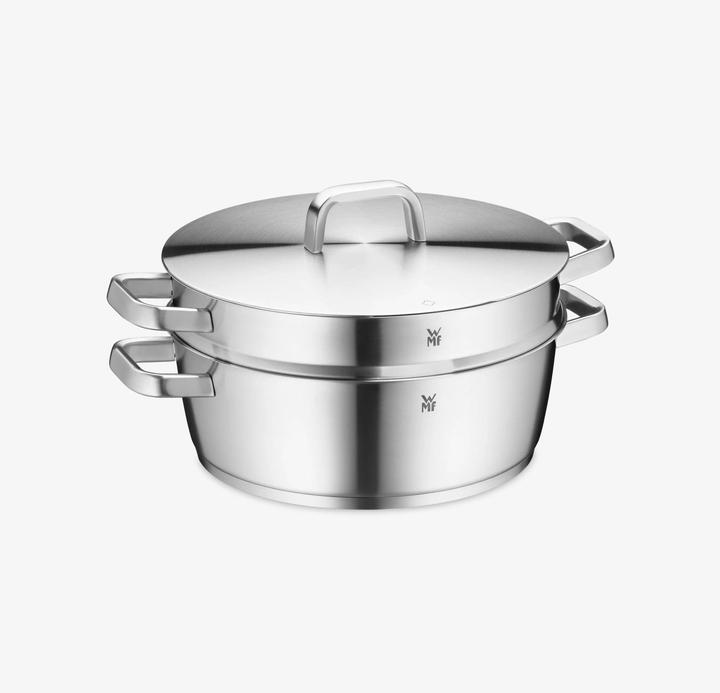 Produktbild WMF Bräter mit Dampfgareinsatz stahlgrau (28 cm, Bräter + Schmortopf, Edelstahl)