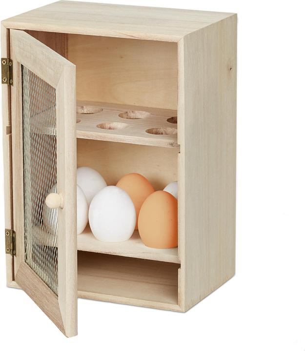 Actual product image Relaxdays Wooden Egg Cabinet, 12 Pieces (18 x 12 x 25 cm, 5.50 l)