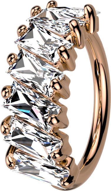 Star Piercing Micro Piercing Ring rosegold Prinzess Kristalle diagonal (Messing)