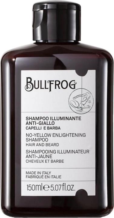 Produktbild Bullfrog No-Yellow Enlightening Shampoo - Spezialshampoo gegen Gelb Färbung von hellem Haar (150 ml)