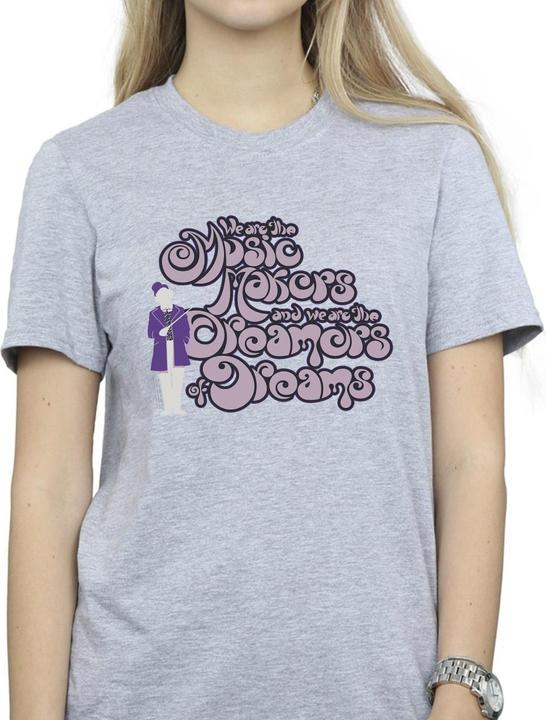 Actual product image Willy Wonka & the Chocolate Factory Womens/Ladies Dreamers Text Cotton Boyfriend T-Shirt (XXL)