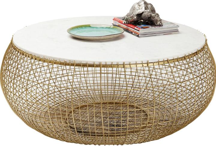 Actual product image Kare Design Coffee Table Cesta Marble Gold Ø100cm (Ø 102 x 42 cm)