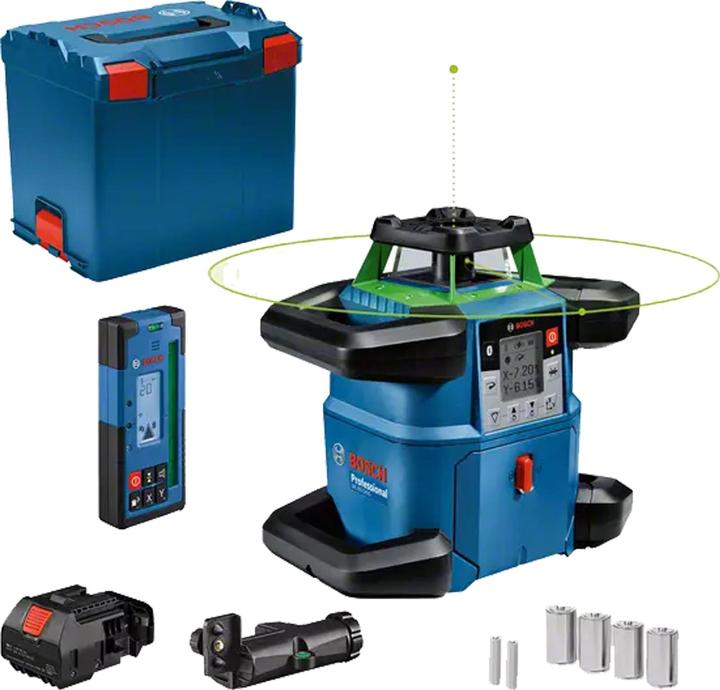 Ricevitore laser LR 65 G Professional, supporto per ricevitore RB 60 Professional, adattatore per batteria BA 1 Professional, 4 batterie LR20 1,5 V (D), 2 batterie LR6 1,5 V (AA), L-BOXX 374