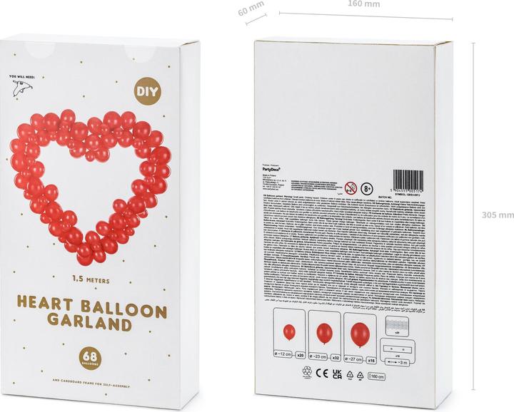 Produktbild Partydeco Luftballon Herz Rot, 166 x 160 cm, 68 Ballons (1 x)