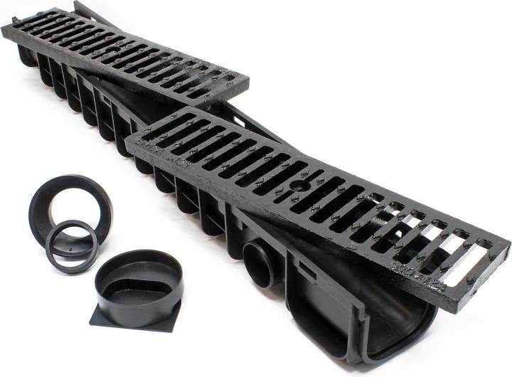 Image du produit Wiltec Caniveau 6x1m Grille recouvrement 12,5t Fonte Drainage Eaux usées Rigole Grille évacuation Garage