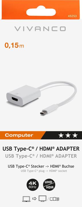 Actual product image Vivanco CA UC HD 1 USB graphic adapter Pixel (USB-C, 15 cm)