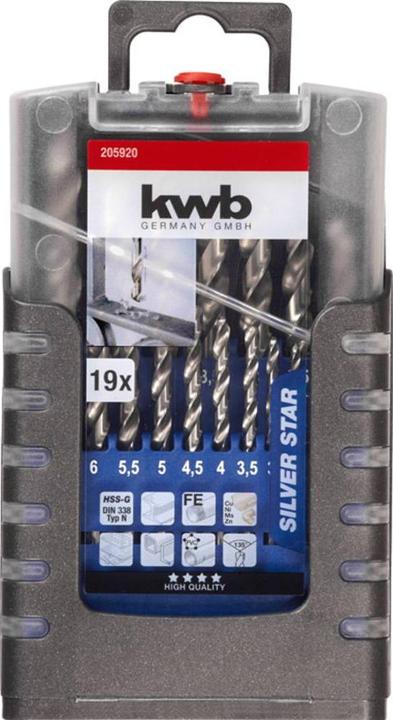 Actual product image kwb Twist drill set 19 pieces (6 mm, 1 mm, 6.5 mm, 5.5 mm, 10 mm, 1.5 mm, 7 mm, 3 mm, 5 mm, 8.5 mm, 8 mm, 2.5 mm, 9 mm, 3.5 mm, 4.5 mm, 2 mm, 7.5 mm, 9.5 mm, 4 mm)