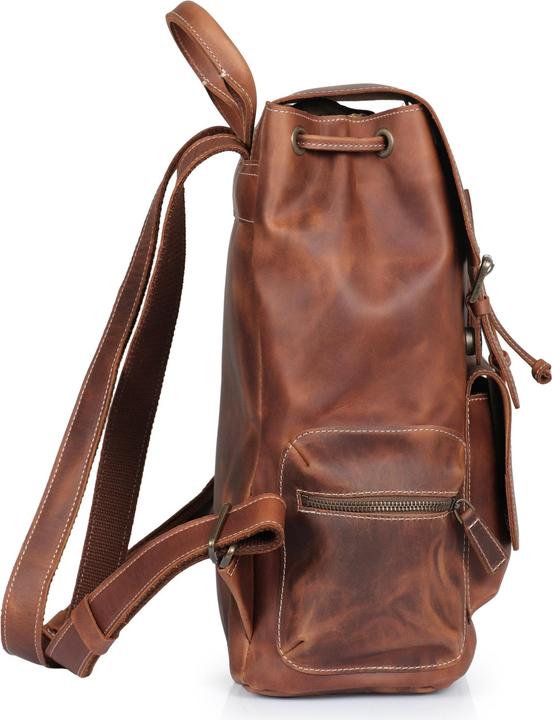 Produktbild Only-Bags.Store Handgefertigte Top Grain Leder Rucksack, witterungsbeständig Wandern, Frauen & Männer Geldbörse