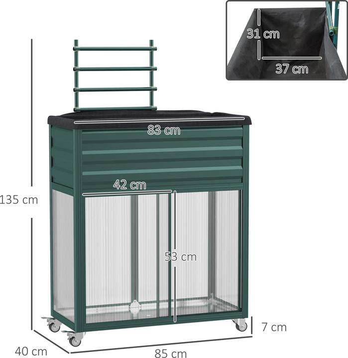 Actual product image Outsunny Raised bed with castors and lower sliding door