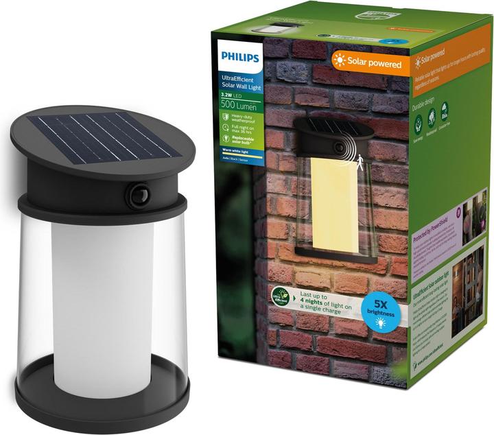 Philips Lighting Juda 929004633201 Solar-Aussenwandleuchte 3.2 W Warmweiss Schwa (470 lm, IP44)