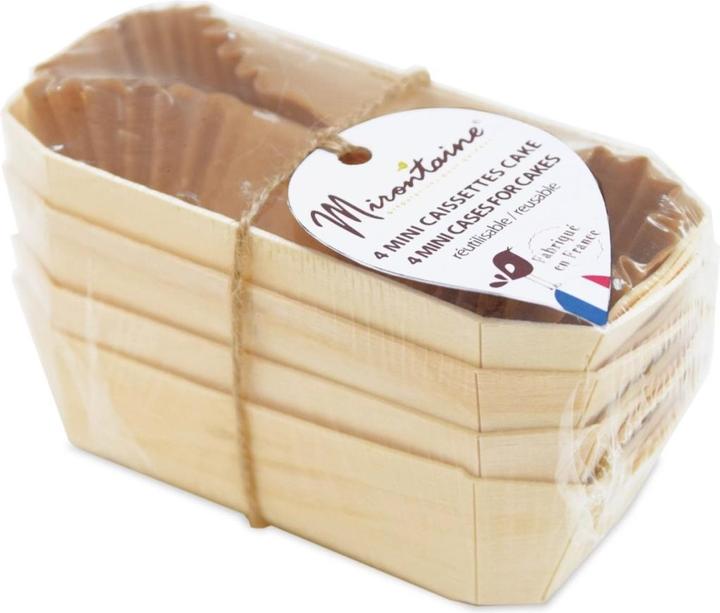 Image du produit Mirontaine 4x Mini Kuchenbackform 12x6 cm aus Holz mit 8x Backpapier