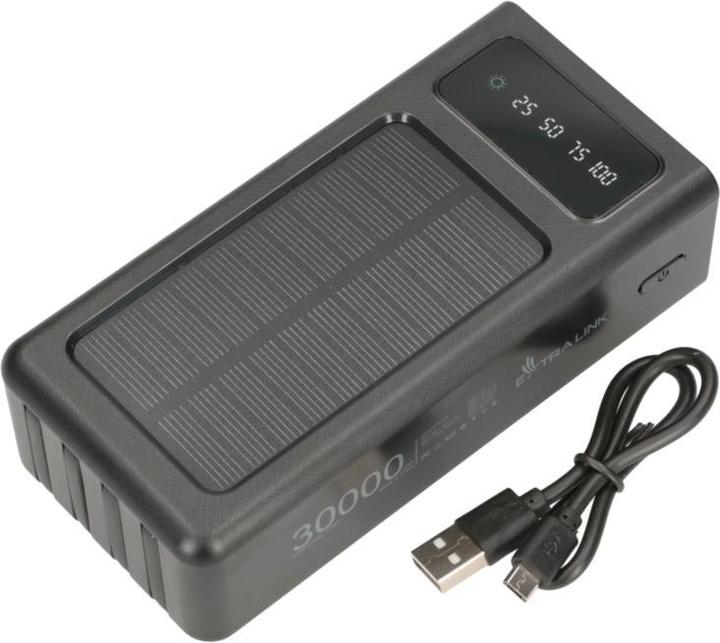 Immagine prodotto Extralink EPB-093 30000mAh Czarny | Powerbank | Powerbank solare, USB-C (30000 mAh, 10 W, 111 Wh)