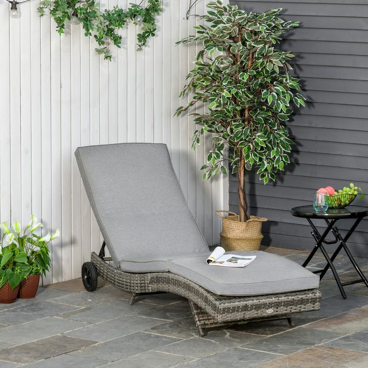 Image du produit Outsunny Chaise longue de jardin avec roulettes (207 cm)