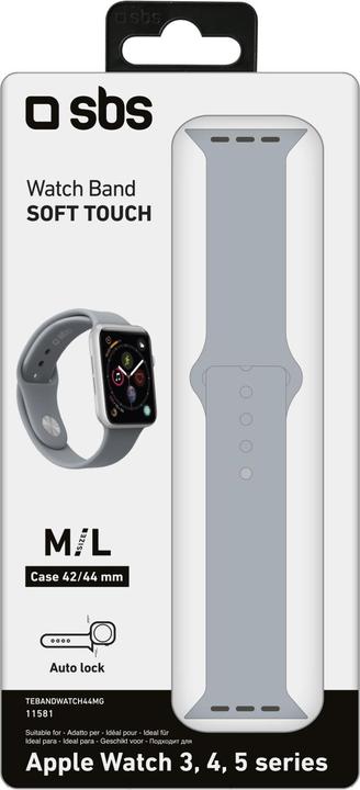 Immagine prodotto SBS Cinturino per Apple Watch Series 3/4/5/6/7/SE 44mm taglia M grigio (44 mm, Silicone)