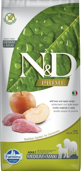 Produktbild Farmina N&D Prime Dog Wild Boar And Apple Adult Medium & Maxi 12 kg (Adult, 1 Stk., 12000 g)