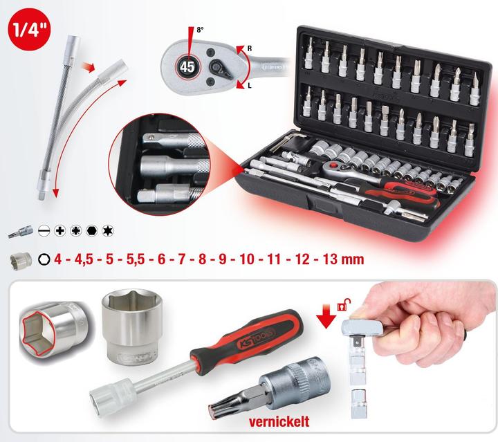 Produktbild KS Tools Steckschlüssel-Satz (1/4")