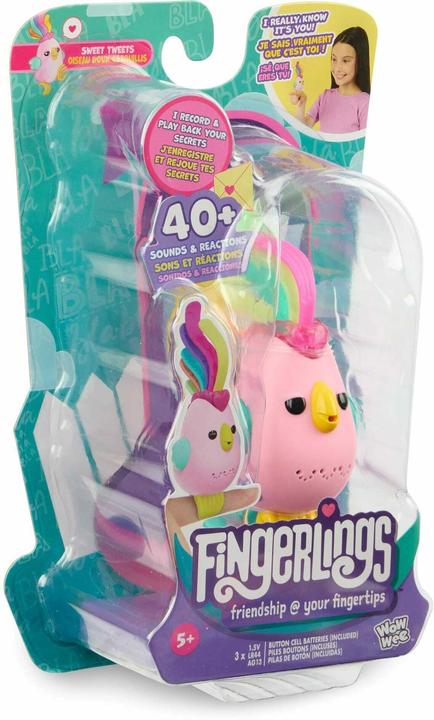 Image du produit WowWee Fingerlings Sweet Tweets Interactive Bird : Debbie, enregistrez et jouez des messages secrets, 40+ (Multilingue)