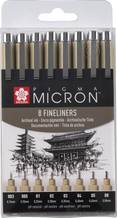 Actual product image Sakura Fibre pen Pigma Micron (Black, 8 x)