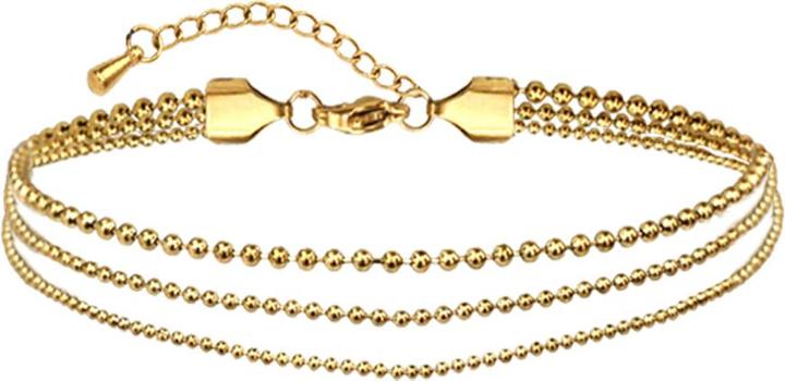 Produktbild Star Piercing Fusskette vergoldet drei unterschiedliche Kugelketten (ohne Messing, Chirurgenstahl 316L, 26 cm)