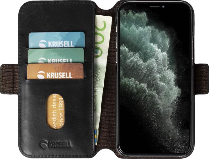 Productafbeelding Krusell Sunne PhoneWallet Apple iPhone 12 mini vintage zwart (Apple iPhone 12 mini)