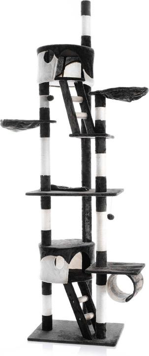Wiltec Kratzbaum 240–260cm schwarz/weiss Katzenkratzbaum deckenhoch Kletterbaum (260 cm, Schwarz und Weiss)