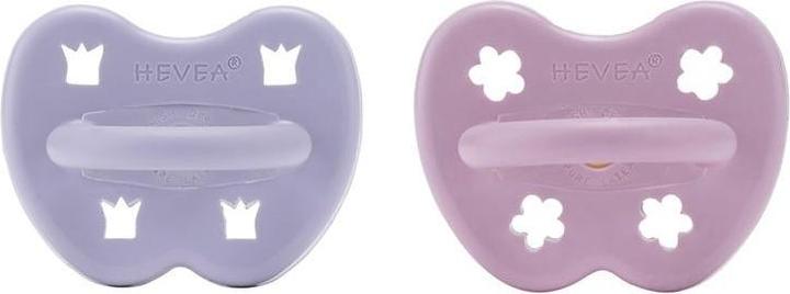 Produktbild Hevea 2er-Pack Naturkautschuk Schnuller, Dusty Violet + Light Orchid - kiefergerecht (ab 3 Mon.) (2 x)