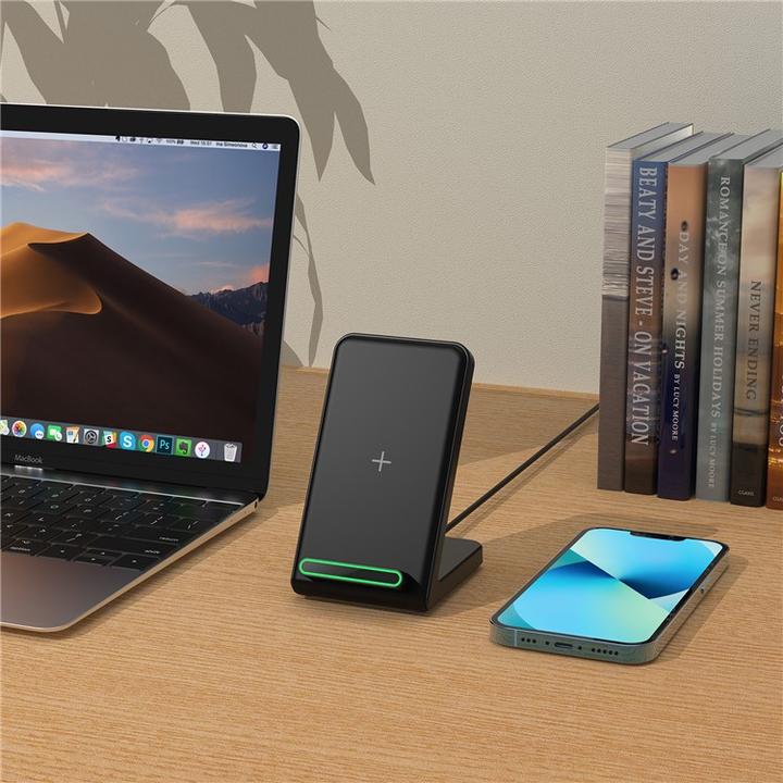 Actual product image Apfelkiste Qi Wireless Charger Induktionsladegerät Ladestation - Schwarz (15W) (15 W)