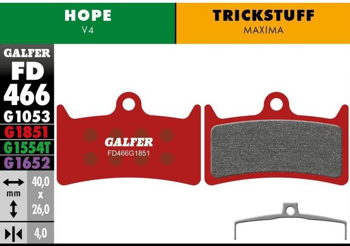 Image du produit Galfer Bike Plaquettes de frein Advanced (Truc truc truc, Espoir, Semi-métallique)