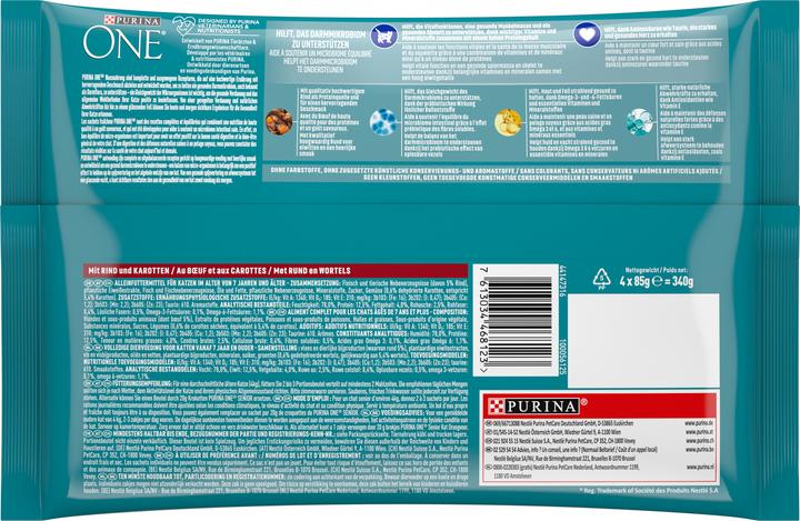 Nährwerte und Zutaten Purina ONE Senior (Senior, 4 Stk., 85 g)