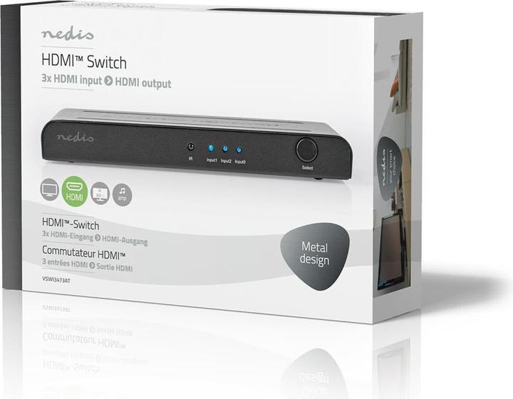 Image du produit Nedis N VSWI3473AT - Commutateur HDMI 3 -> 14K2K à 60 ips/HDCP2.2