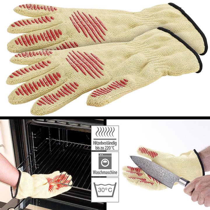 Immagine prodotto Rosenstein & Söhne Guanto di sicurezza 3in1, protezione dal calore e dal taglio, cuscinetti antiscivolo (Taglia unica)