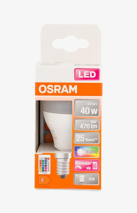Immagine prodotto Osram Lampade a led retrofit Rgbw con telecomando (E14, 40 W, 470 lm, 1 x, F)