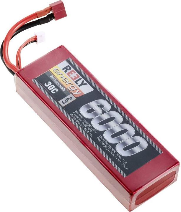 Reely Model making battery pack (LiPo) 7.4V 6000 mAh Number of cells: 2 30 C Hardcase T-connector system (7.40 V, 6000 mAh)