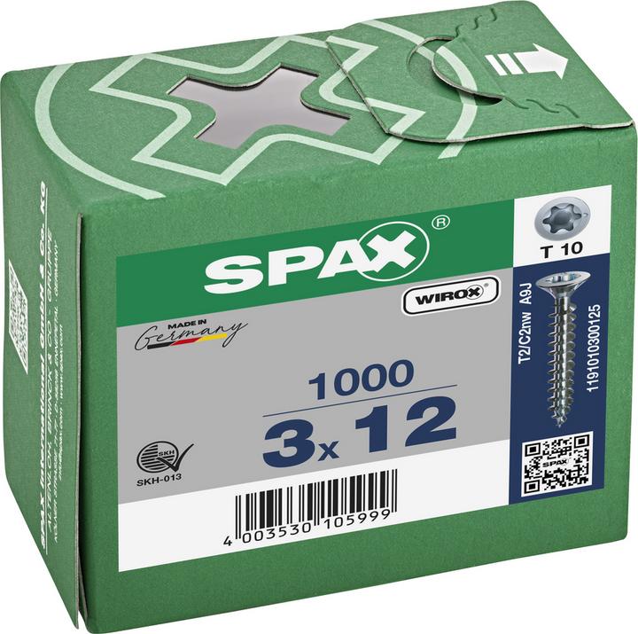 Actual product image Spax Chipboard screws SK T10 3,0x12 mm (1000 Screws per piece)